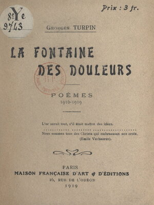 cover image of La fontaine des douleurs